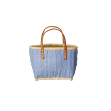 Childs Blue Fabric Covered Raffia Shopping Basket By Rice